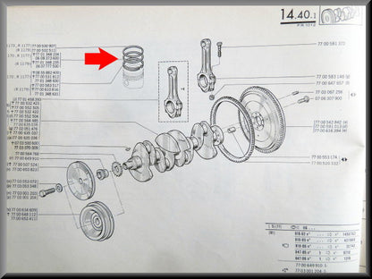 Segments de piston (jeu) Moteur 810 1300 cc – Renault 12 – Renault 5 - Renault 6 - OEM 7700500907 / 0607777500 / 7701348630
