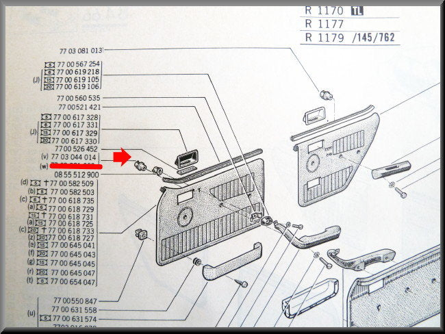 Armsteunbevestiging met moer voorzijde – Renault 12 – OEM 7703044014