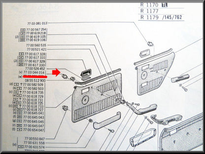 Armsteunbevestiging met moer voorzijde – Renault 12 – OEM 7703044014