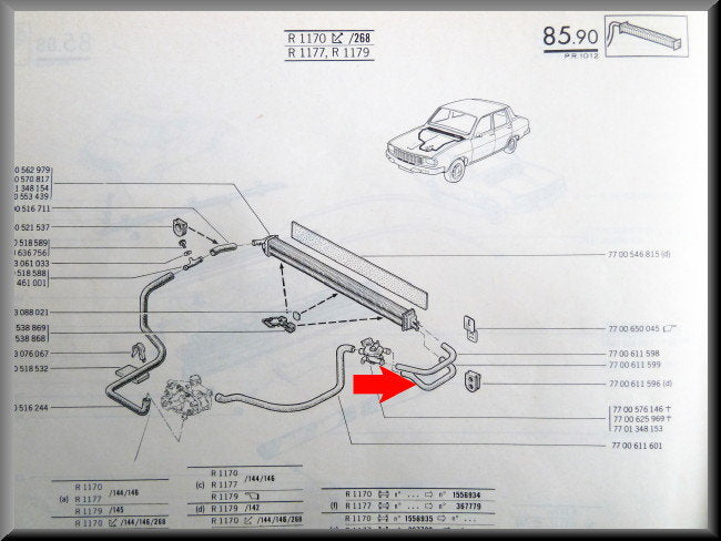 Kachelslang – Renault 12 – OEM 7700611599