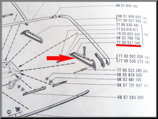 Pièce décorative arrière gauche – Renault 16 – OEM 7700527345A – Occasion