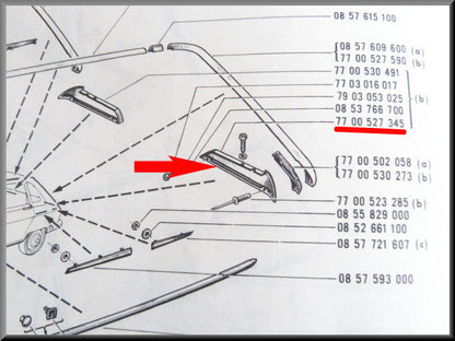 Pièce décorative arrière gauche – Renault 16 – OEM 7700527345A – Occasion