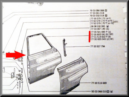 Porte arrière gauche Break – Renault 12 – OEM 7700655041