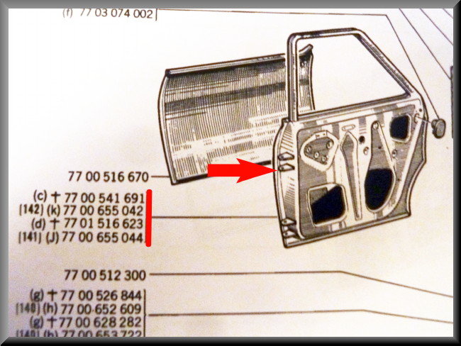 Portier rechts achter Break – Renault 12 – OEM 7700655042