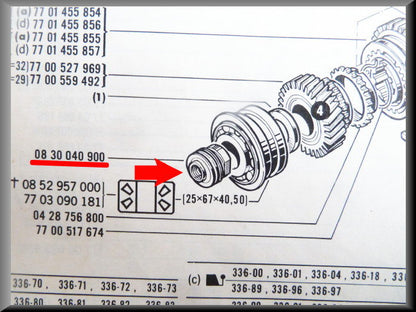 Wormwiel (4 bak) – Renault 16 – OEM 0830040900