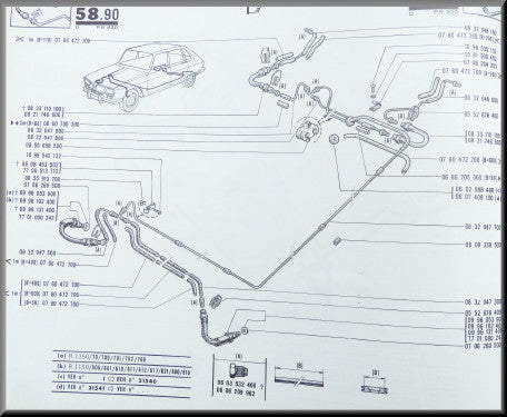 Remleidingset voorzijde – Renault 16