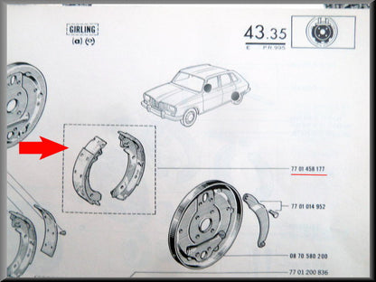 Machine tools Girling – Renault 16 TL, TS – OEM 7701458177