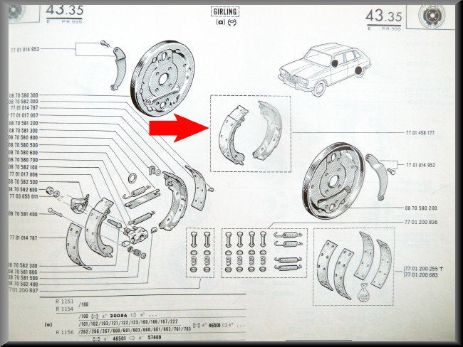 Machine tools Girling – Renault 16 TL, TS – OEM 7701458177