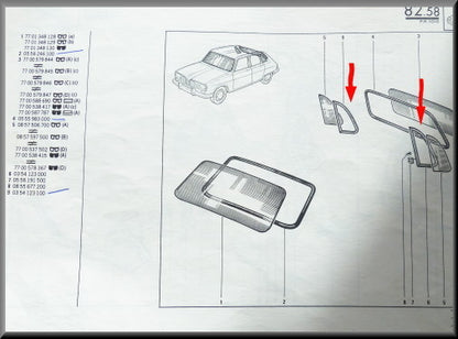 Rubber triangle windows – Renault 16 – OEM 0354123000 / 0354123100