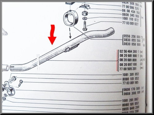 Tuyau d'échappement – Renault 16 L (1150 <1968) – OEM 0820697100