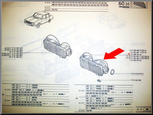 Feu de position complet gauche jaune blanc CIBIE – Renault 12 – OEM 7701348753