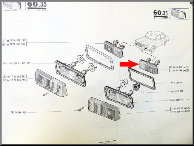Complete left sidelight unit for Elba – Renault 12 – OEM 7700509568A