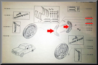 Patin de frein (système Girling) – Renault 16 – OEM 7701014786 / 7701014788