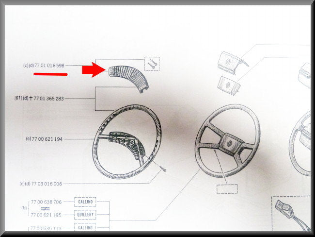 Cache-moyeu de volant – Renault 12 – OEM 7701016598
