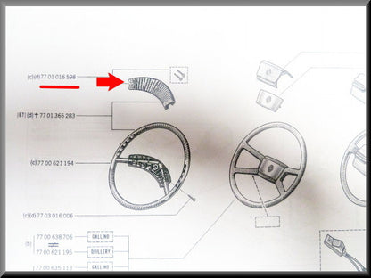 Cache-moyeu de volant – Renault 12 – OEM 7701016598
