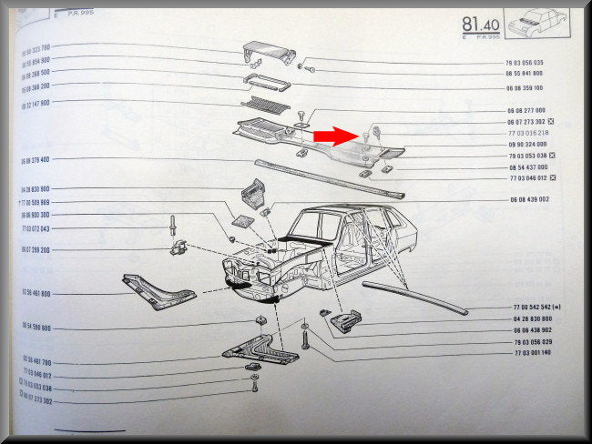 Carrosserie bout – Renault 16 – OEM 7703016344 / 0607273300