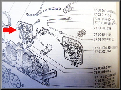 Circuit imprimé tableau de bord gauche – Renault 16 TX – OEM 7701021997