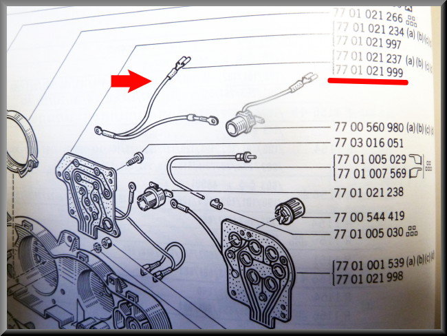 Voedingsdraad dashboard – Renault 16 TX – OEM 7701021999