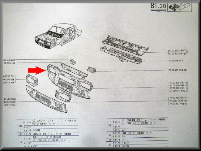 Façade avant - Renault 12 nouveau modèle – OEM 7700627361