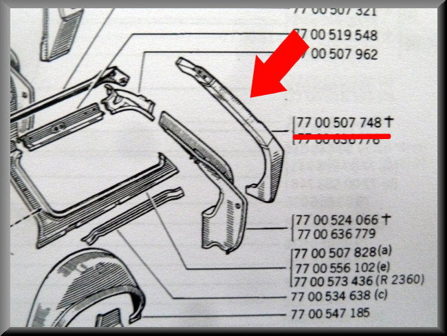 Balk achterscherm links Break – Renault 12 – OEM 7700547748
