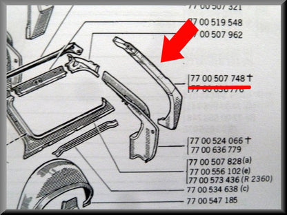 Balk achterscherm links Break – Renault 12 – OEM 7700547748