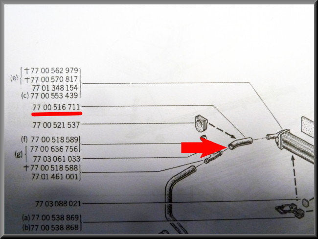 Kachelslang rechts – Renault 12 – OEM 7700516711