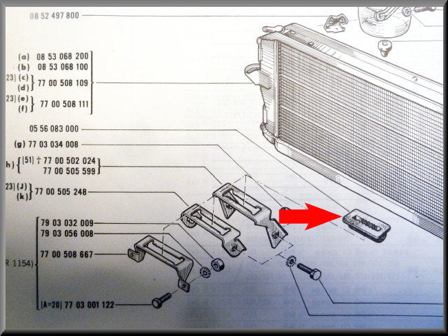 Support de radiateur en caoutchouc – Renault 16 – OEM 0556083000