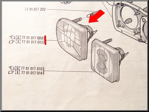 Koplamp rechts buiten (wit) – Renault 16 TX >1976 – OEM 7701018376