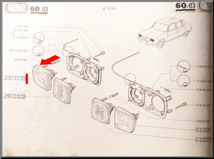 Koplamp rechts buiten (wit) – Renault 16 TX >1976 – OEM 7701018376