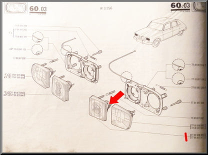 Koplamp links binnen (wit) – Renault 16 TX < 1976– OEM 7701017012