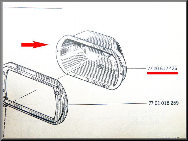 Plastic headlight housing left – Renault 12 – OEM 7700612426