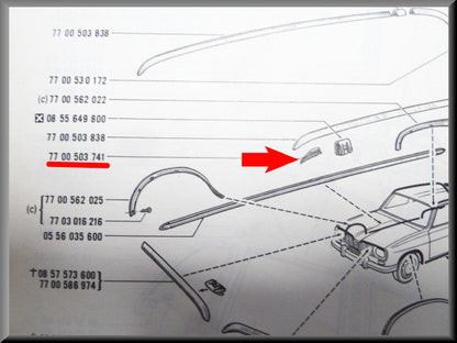 End cap roof trim front – Renault 16 – OEM 7700503741
