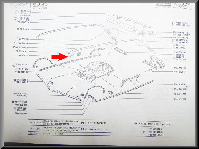 End cap roof trim front – Renault 16 – OEM 7700503741