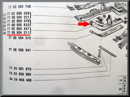 Chassisbalk rechts – Renault 12 – OEM 7700504211