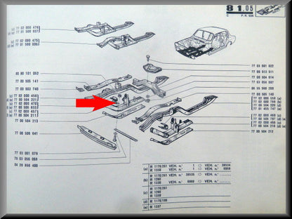 Chassisbalk rechts – Renault 12 – OEM 7700504211