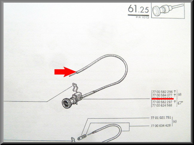 Choke Cable 1333 mm - 1340 mm – Renault 12 – OEM 7700584077 / 7701348524