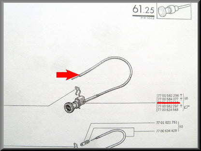 Choke Cable 1333 mm - 1340 mm – Renault 12 – OEM 7700584077 / 7701348524