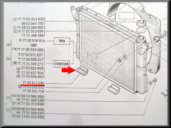 Radiateur rubber – Renault 12 – OEM 7700613390