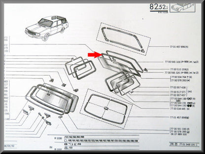Caoutchouc de lunette arrière – Renault 12 Break – OEM 7700578393
