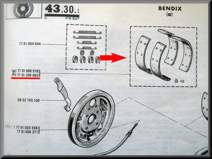 Remvoering set (gelijke grootte) – Renault 16 – OEM 7701200063