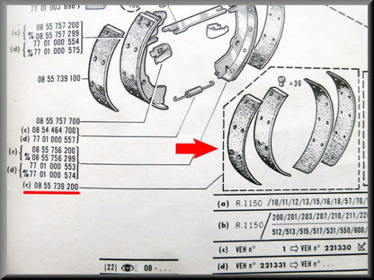 Remvoering set (2 groottes) – Renault 16 – OEM 0855739200