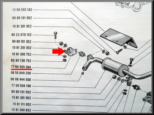 Steun uitlaat demper – Renault 16 – OEM 7700505094