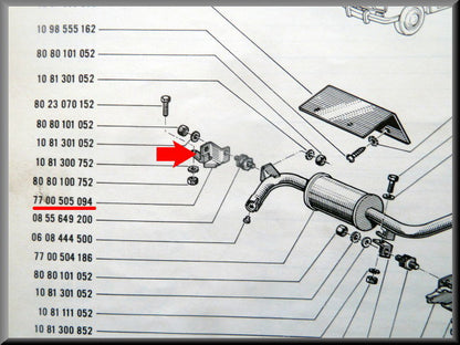 Steun uitlaat demper – Renault 16 – OEM 7700505094
