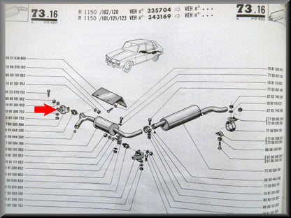 Steun uitlaat demper – Renault 16 – OEM 7700505094