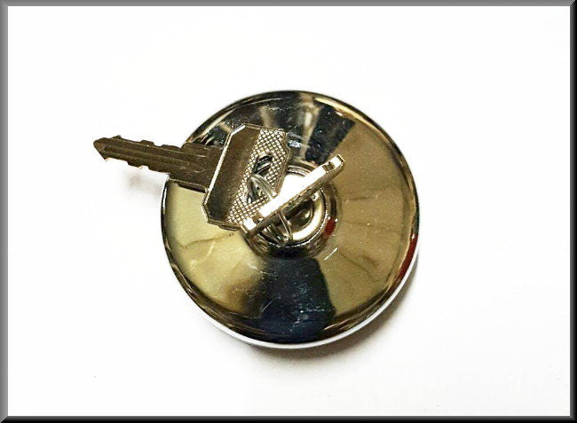 Tankdop met sleutel (chroom) – Renault 12 –Renault 15 - Renault 17 - Renault 16 -  OEM 7700522830A
