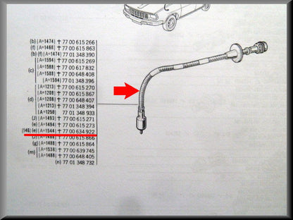 Km teller kabel  – Renault 12 nieuwe type – Renault 15 - Renault 17 - OEM 7700639745 / 7701348933 / 7701348732