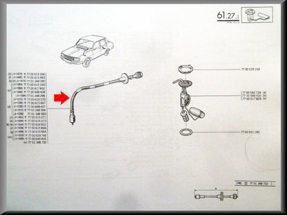 Km teller kabel  – Renault 12 nieuwe type – Renault 15 - Renault 17 - OEM 7700639745 / 7701348933 / 7701348732