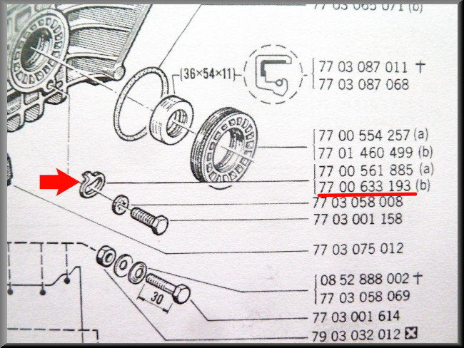 Borgplaatje afstelmoer differentieel lager (5 bak) – Renault 16 – OEM 7700633193