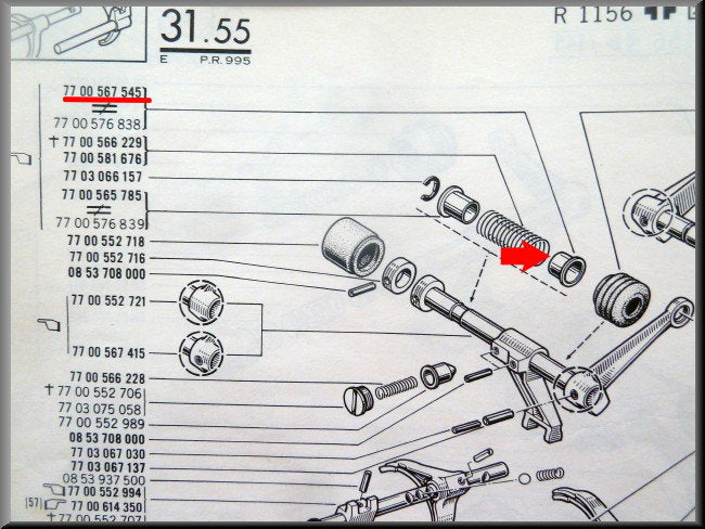 Centreerbus schakelas veer (5 bak) – Renault 16 – OEM 7700567545