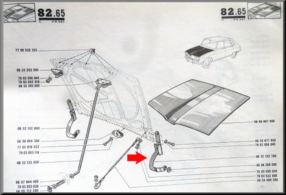 Charnière de capot gauche – Renault 16 – OEM 0832102800